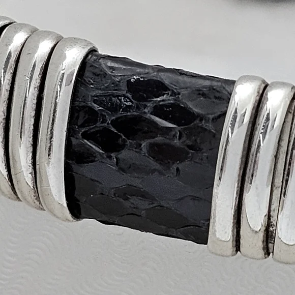 Silpada Super Rare Sterling Silver Black Snakeskin Heavy Cuff  EB430/B0430 - Picture 10 of 16